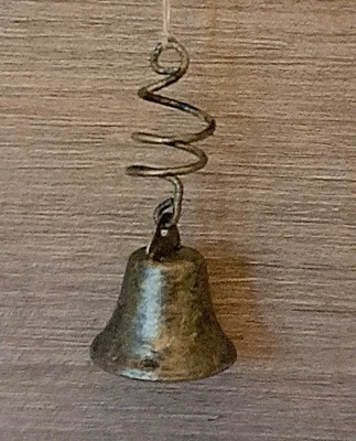 1@  3"L×1.25"W PRIM RUSTIC MIXED METAL COIL/BELL  PEG HANGER CHRISTMAS ORNIE - Image 1 of 4