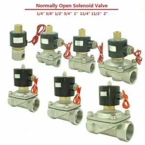 304 Stainless Steel Solenoid Valve Air Water Oil Normally Open 12V 24V 220V - Picture 1 of 12