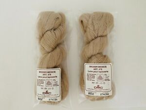 2 DMC Broder Medicis Hanks 100% Wool  Needlepoint Yarn #8502 France NOS NIP