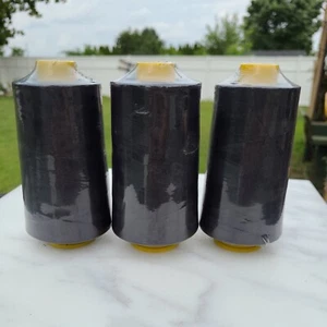 Lot of 3 Black Serger Thread Spun Polyester 6000yds Each - Picture 1 of 4