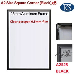 TCS 5 Pcs x A2 Snap Frame Square Corner/Poster Frame/Picture Display/ Black 25mm - Picture 1 of 3