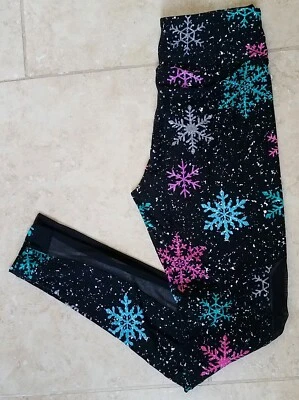 Nova Legging Feminina Macia Sem Limites Cintura Alta Preta Flocos de Neve Tamanho Jrs M (7-9) - Imagem 1 de 4