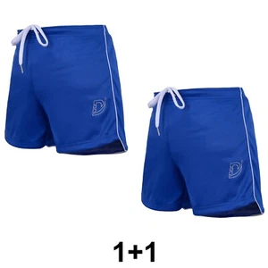 2 Pack: DEFY NEW MENS WORKOUT GYM SPORTS RUNNING CASUAL FITNESS SHORTS BLUE - Picture 1 of 5