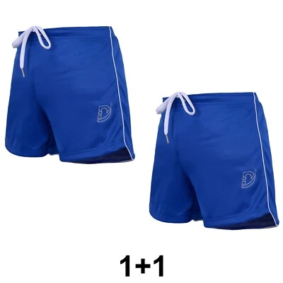 Paquete de 2: DEFY NUEVOS PANTALONES CORTOS DEPORTIVOS DE ENTRENAMIENTO PARA HOMBRES PARA CORRER INFORMALES DE FITNESS AZULES Foto 1 de 4