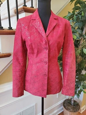 Gabardina chaqueta de gamuza de cuero rojo Newport News para mujer talla 8 Foto 1 de 4