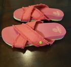Women's Vionic Panama Beach Slide Sandals Size 6 Coral Frayed Fabric Look