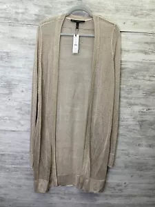 WHBM Cardigan Taglia L Rete Sabbia Leggera Copriuncinetto Manica Lunga CINTURA MANCANTE - Foto 1 di 13