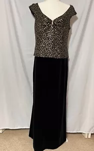 Abito formale senza maniche PATRA nero e oro glitter top in velluto inferiore - taglia 14 - Foto 1 di 10