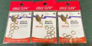 3 Packs Eagle Claw Split Rings Size 4 Quantity 24 8/pk 01143-004 SRN-4
