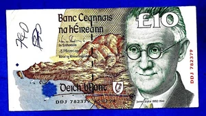 Ireland P76b 10 Pounds JAMES JOYCE Sign O.Conaill/Mullarkey 25.2.1994 VF SCARCE - Picture 1 of 2