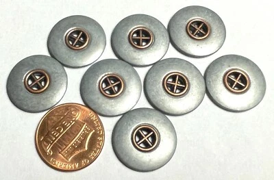8 Gray & Antique Copper Tone Metal Sew-through 4-hole Buttons 11/16" 18mm 15586 - Image 1 of 3
