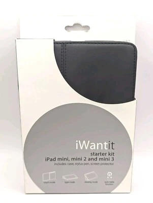 IWANTIT STARTER KIT FOR IPAD MINI 1 2 3 INCLUDING CASE STYLUS & SCREEN PROTECTOR - Image 1 of 4