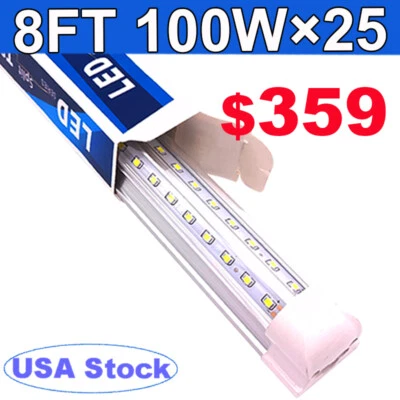 25 Pack T8 8FT LED Tube Light Bulbs 100W 6500K 8 Foot LED Shop Light Fixture - Image 1 of 4