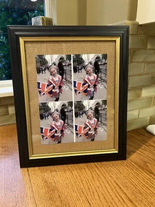 Pottery Barn Large Photo Frame Brown & Gold Wood w/ Removable Burlap Insert - Picture 1 of 13