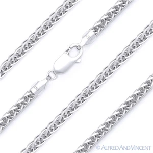 Collar de cadena de cuerda italiana eslabón de trigo de 2,1 mm en plata esterlina maciza 0,925 Italia - Imagen 1 de 2