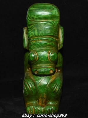 Estatua de dios sol Helios cabeza de ganado malaquita cultura Hongshan de 7,4" China Hongshan Foto 1 de 4