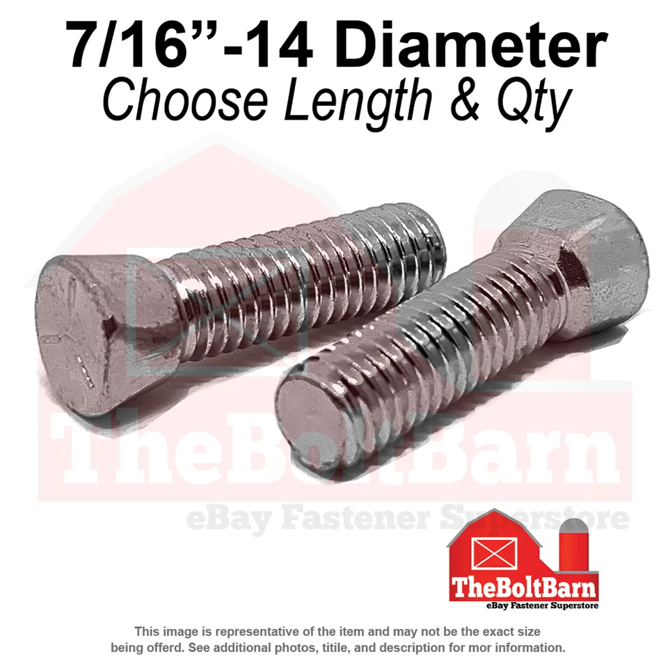 7/16"-14 Grade 5 Clipped Head Plow Bolts Plain & Oil (Choose Length & Quantity) - Image 1 of 1