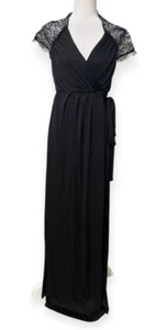 Seraphine Luxe Black Maternity Evening Gown 6 US Wrap Dress Lace Maxi Cocktail - Picture 1 of 9