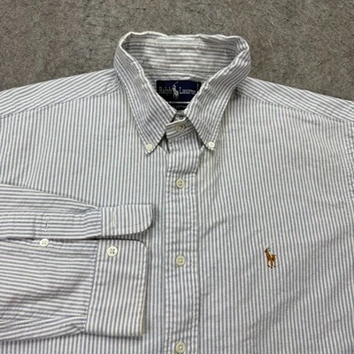 Camisa Ralph Lauren Oxford Hombre 17 35 Azul Blanco Universidad Rayas OCBD Foto 1 de 4
