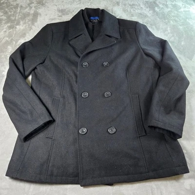 Chaquetón Kenneth Cole New York negro doble botonadura mezcla lana para hombre talla L Foto 1 de 4