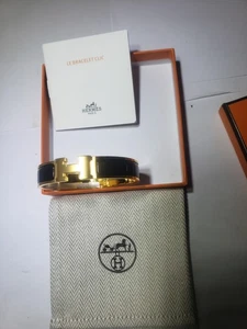 Brazalete Brazalete Hermes H Clic Tono Dorado/Negro con Caja y Bolsa para el Polvo - Imagen 1 de 3