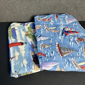 Lighthouse Sailboat Nautical Ocean Hancock Fabric 2.5 Yards Total Price Quilt - Picture 1 of 3