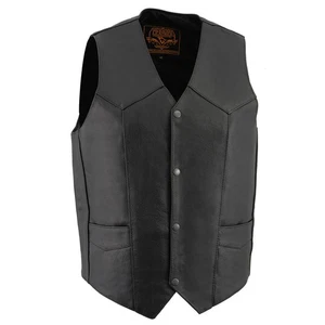 Chaleco de motocicleta para hombre Chaleco Western de cuero negro con cuello en V LKM3730 - Imagen 1 de 1