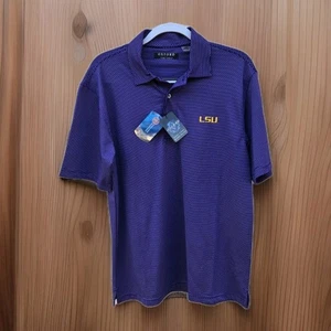 LSU Tigers Oxford America Veri Cool Polo Shirt Mens Sz S Purple Grape NWT NCAA - Picture 1 of 14