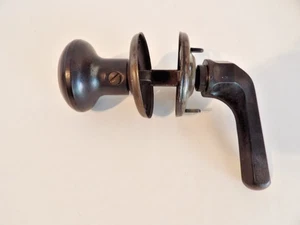 Antique Vintage Bakelite Door Knob & Lever Handle 2 Rose Rosettes Spindle Brown - Picture 1 of 7
