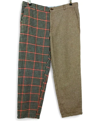 Rowing Blazers Pants Mens 40x32 Brown Black Plaid Wool Tweed Houndstooth Target - Image 1 of 4