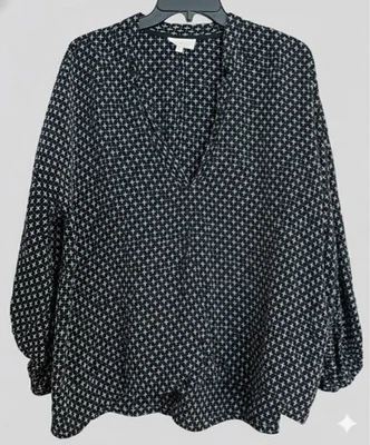 Blusa campesina boho negra puntada manga larga cuello en V fluida top Lou y gris Mi Foto 1 de 4