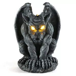 Large Winged Gargoyle Statue with Solar Lights Outdoor Decor, Sitting Gargoyl... - Picture 1 of 9