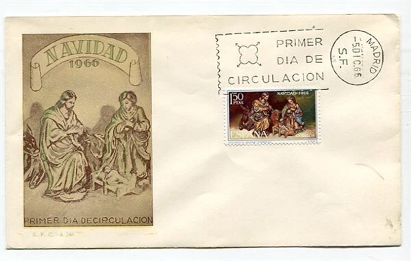 D27759 Spain FDC S.F.C. A 246 Christmas 1966 - Image 1 of 1