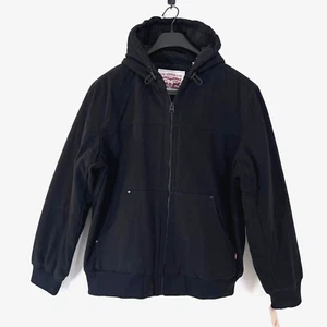 Levis Sherpa gefütterte Canvas-Jacke mit Kapuze Herren Medium schwarz Trucker Pendler Arbeit - Bild 1 von 10