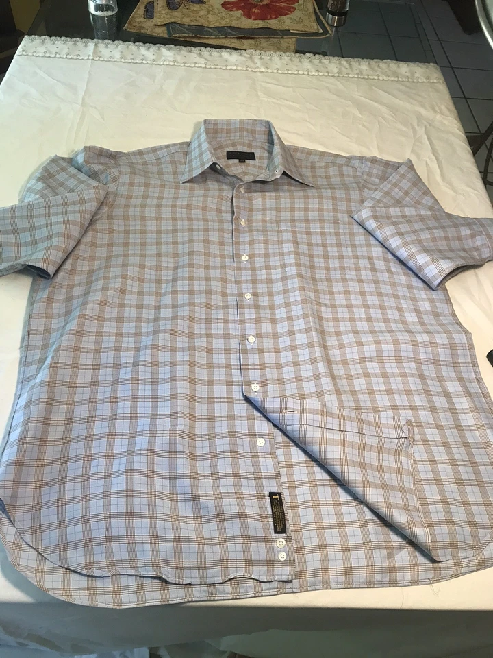 Camisa de vestir a cuadros para hombre Robert Talbott "Best In Class" talla 17-35 Foto 1 de 4