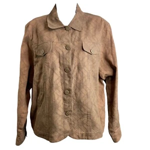 Chaqueta para mujer Coldwater Creek marrón mezcla de algodón y lino talla XL capas texturizadas - Imagen 1 de 12