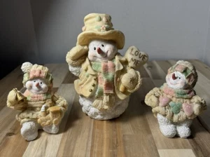 Vintage Schneemänner 3er Set Weihnachten Winter - Bild 1 von 3