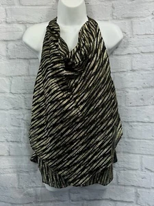 BCBG MAXAZRIA Black & Gold Metallic Top S Drape Handkerchief Party Evening BNWT - Picture 1 of 11