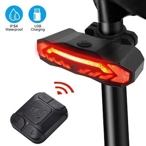 Bike Tail Light with Electric Horn Bell 110dB USB Rechargeable Waterproof Remote - Picture 1 of 14