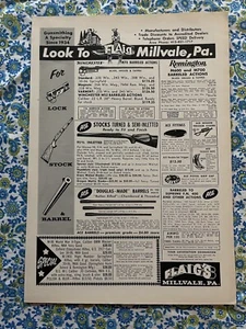 Vintage 1965 Flaig’s MIllvale PA Guns Ammo Outdoor Sports Print Ad - Picture 1 of 7