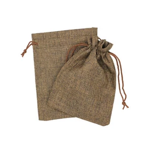 2 Drawstring Bags 18cm x 13cm Brown Pouch - TL098 - Picture 1 of 2