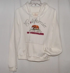 Hollister Pullover Sweatshirt Hoodie Thick & Warm - Off White w/ Pocket - Large - Picture 1 of 3
