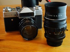 Zenit-E USSR Made SLR Camera with Helios 58mm f2  and Pentacon f2.8 135mm (M42)