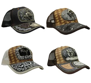 Gorra de malla de cuero vaquera vaquera estilo occidental rodeo rancho béisbol hecha a mano - Imagen 1 de 25