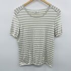 Akris Punto Womens Size 12 US Silk Blend Striped Short Sleeve Sweater Gray 1037