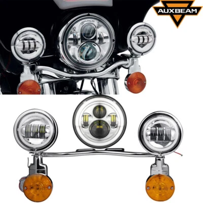 7" LED Headlight & 4.5" Fog Passing Lights For Yamaha V-Star XVS 650 950 1100 - Image 1 of 4