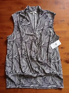 Chaus Women's Blouse Wrap Top XL Stretch Sleeveless White Black - Imagen 1 de 13