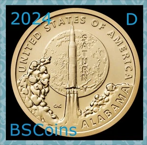 2024 D American Innovations Saturn V - AL Dollar - ONE Coin - FREE Ship TODAY!! - Picture 1 of 2