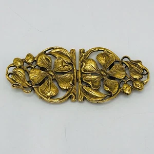 Hebilla de cinturón floral estilo Art Nouveau vintage años 70 tono dorado - Imagen 1 de 7