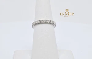 14k Solid White Gold Eternity Band Eternity Ring Moissanite Natural stones - Picture 1 of 9